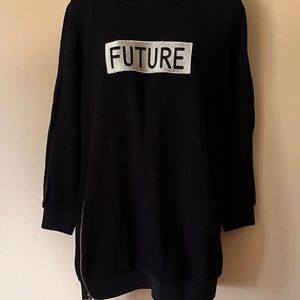 FIVE PLUS BLACK FUTURE LONG SWEATER HOODIE SZ XL